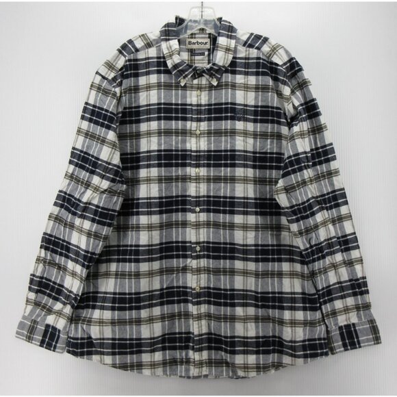 Barbour Shirt XXL Flannel Button Down Plaid Tailored Fit Preppy Cotton - Picture 1 of 11